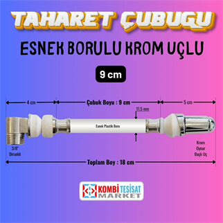 Taharet Çubuğu 9 cm Esnek Borulu Krom Uçlu