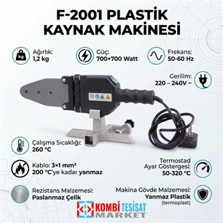 Vira F-2001 Plastik Kaynak Makinesi + Ayak 1400 W