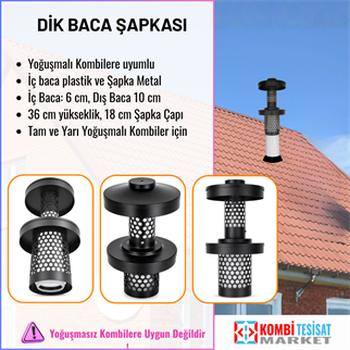 Yoğuşmalı Kombi Dikey Baca Şapkası-Dik Baca Son Parçası