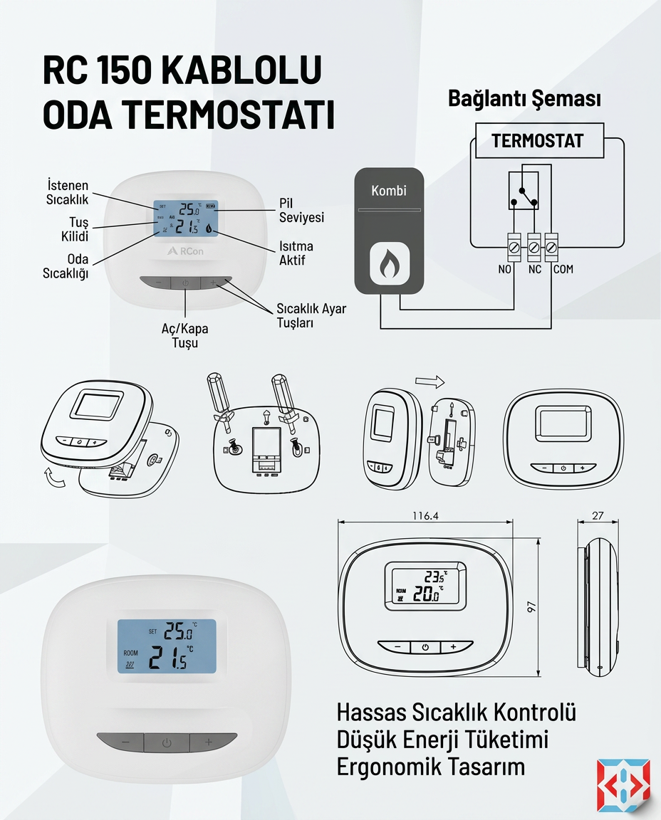 Rcon RC150 Kablolu Oda Termostatı