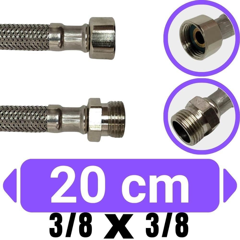 3/8x3/8 Nipelli 20 cm Su Bağlantı Flex Hortumu