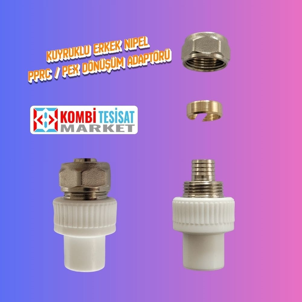 Kuyruklu Erkek Nipel Pe-x Pprc Bağlantı Adaptörü 20x16mm