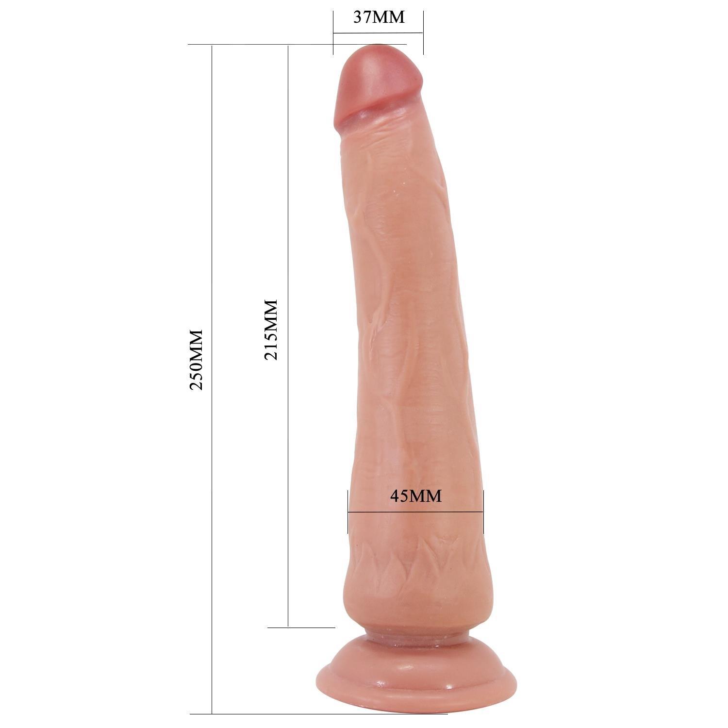 25 cm Yeni Nesil Çift Katmanlı Realistik Vantuzlu Testissiz Melez Dildo Penis - Tiemeyer2