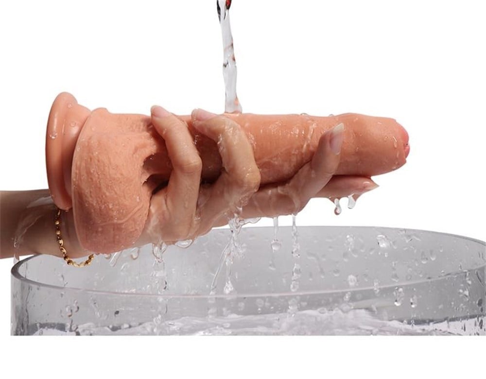 18 cm Et Dokulu Gerçekçi Çift Katmanlı Sünnetsiz Silikon Penis - Azazel