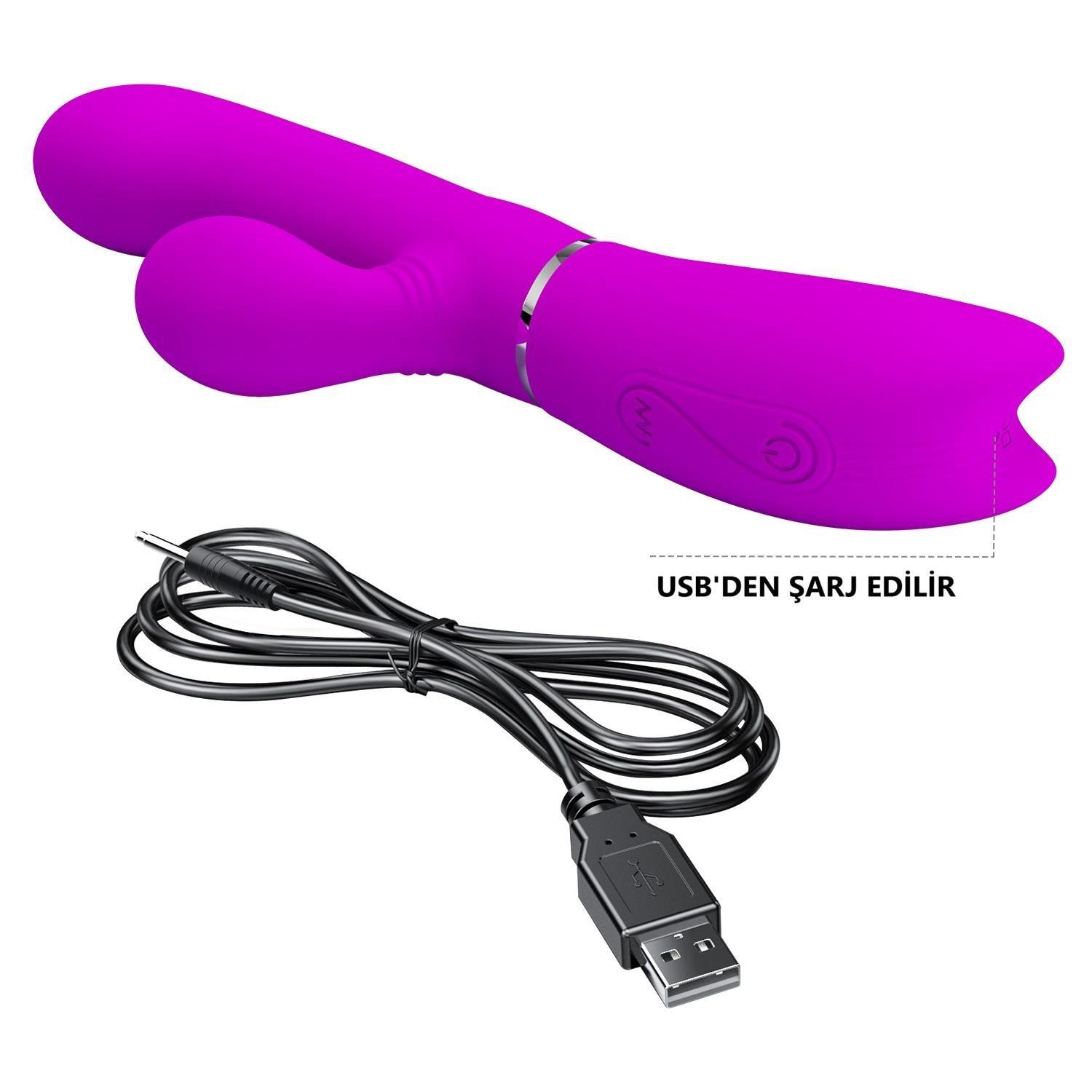 USB Şarjlı 12 Titreşim ve Klitoris Dil Uyarım Fonksiyonlu Teknolojik Vibratör