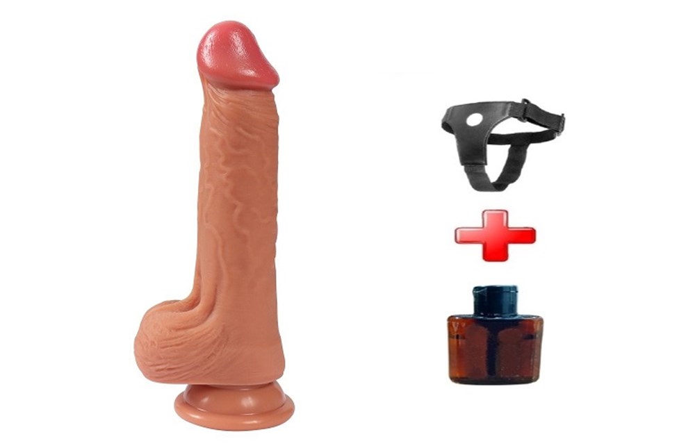 20 cm Belden Bağlamalı Yeni Nesil Çift Katmanlı Realistik Vantuzlu Dildo Penis - Jack