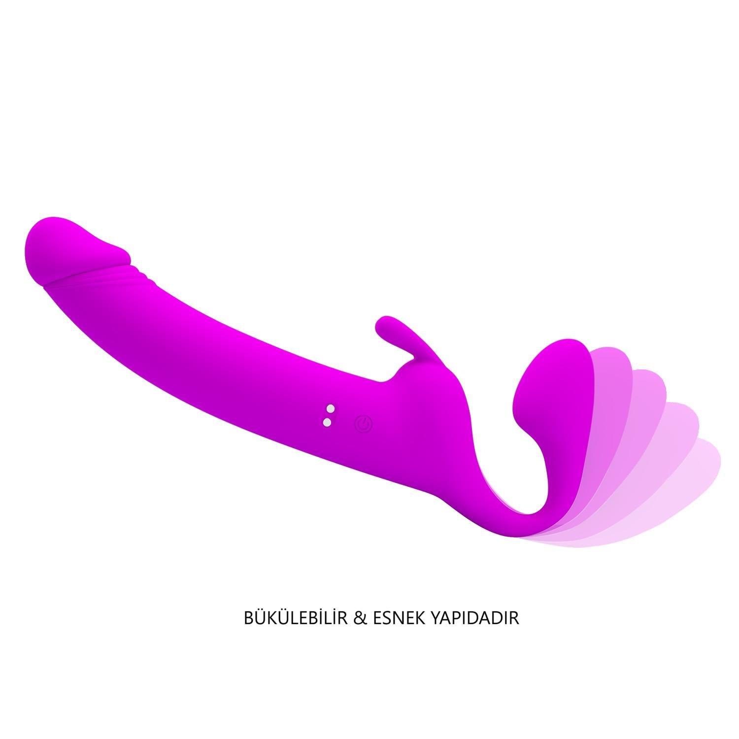 Manyetik USB Şarjlı Klitoris Darbe Modlu Çift Taraflı Strapon Teknolojik G-Spot Vajinal Vibratör - Zanini