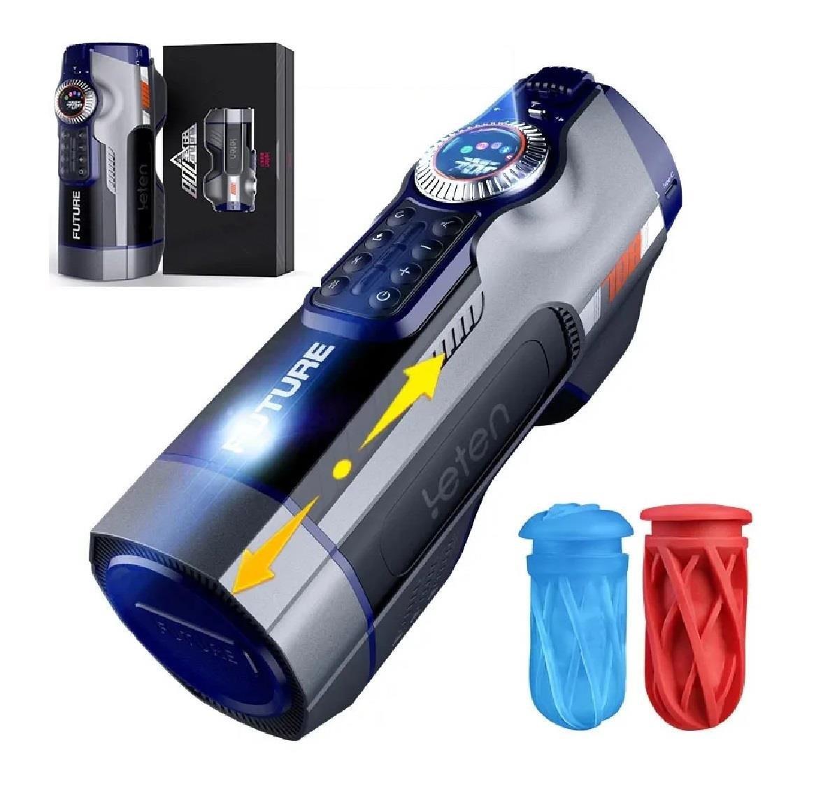 USB Şarjlı Sesli Isıtmalı İleri Geri Hareketli Titreşimli Emme Vakum Ayarlı Masturbatör - Leten Future 708