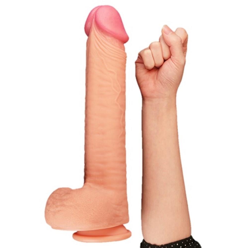 Belden Bağlamalı Yeni Nesil Çift Katmanlı 30,5 cm Realistik Dev Dildo Penis
