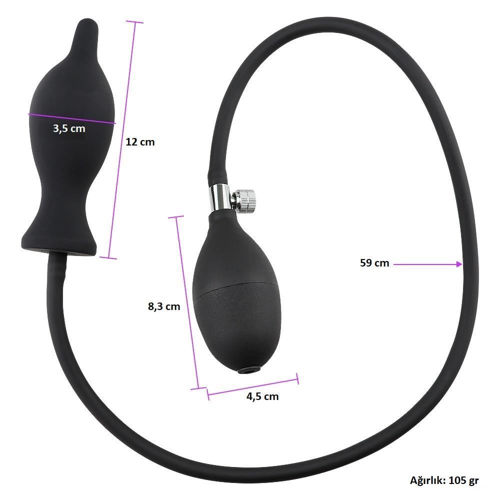 Şişebilen Pompalı Anal Plug Siyah