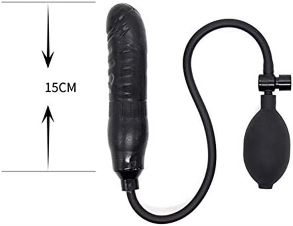 Şişebilen Pompalı Damarlı Anal Plug Siyah