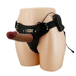 17,5 cm Belden Bağlamalı İçi Boş Titreşimli Testissiz Protez Melez Penis