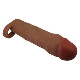 5 cm Dolgulu Premium Melez Rengi Silikon Penis Kılıfı - Hani