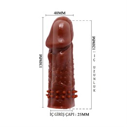 13 cm Klitoral Uyarıcılı Tırtıklı Penis Kılıfı