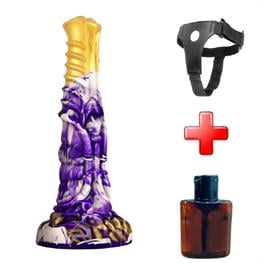 Belden Bağlamalı 21 cm Et Dokulu Fantezi Renklerde Gerçekçi Çift Katmanlı Sünnetsiz Silikon Penis - Horse Power 4