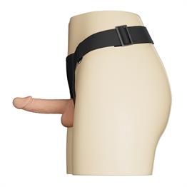 19,4 cm Belden Bağlamalı İçi Dolu Titreşimli Strapon Penis