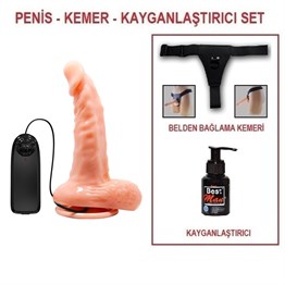 17 cm Belden Bağlamalı Gerçekçi Titreşimli Dildo Vibratör Penis
