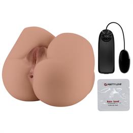 Et Dokusunda Çift Girişli Titreşimli Realistik Suni Vajina Kalça - Bernace