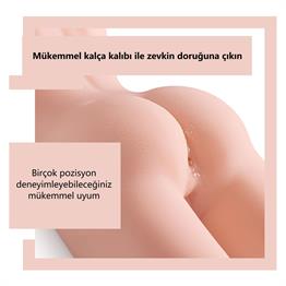 USBden Manyetik Şarjlı Titreşim Fonksiyonlu Realistik Yarım Vücut - Kosey Pussy