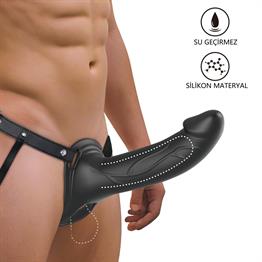 16,8 cm Belden Bağlamalı İçi Boş 4,2 cm Dolgulu Strapon Penis - Landon