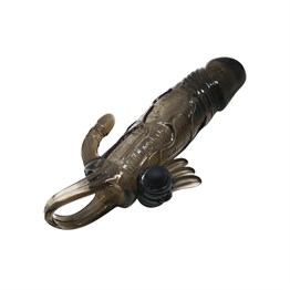 4 cm Uzatmalı Anal Vajinal ve Klitoral Uyarıcılı Titreşimli Penis Kılıfı