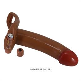 17,1 cm Titreşimli Belden Bağlamalı İçi Boş 4,5 cm Dolgulu Strapon Penis - Bradden