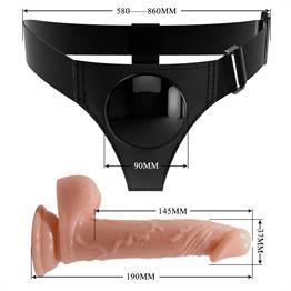 19 cm Belden Bağlamalı İçi Dolu Strapon Penis - Kevin