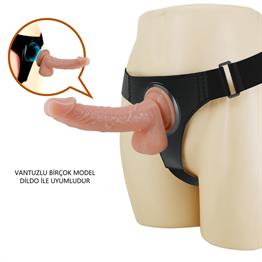 19 cm Belden Bağlamalı İçi Dolu Strapon Penis - Kevin
