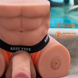 2 İşlevli Telefondan Kumandalı Realistik 24 cm İleri Geri Hareket Penisli Anal Girişli Erkek Kalça - Gretel