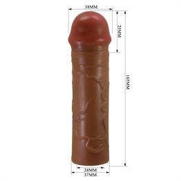 2,5 cm Dolgulu Premium Melez Rengi Silikon Penis Kılıfı - Nile