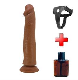 Belden Bağlamalı 25,4 cm Yeni Nesil Çift Katmanlı Realistik Vantuzlu Testissiz Melez Dildo Penis - Sharife