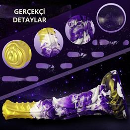 21 cm Et Dokulu Fantezi Renklerde Gerçekçi Çift Katmanlı Sünnetsiz Silikon Penis - Horse Power 4