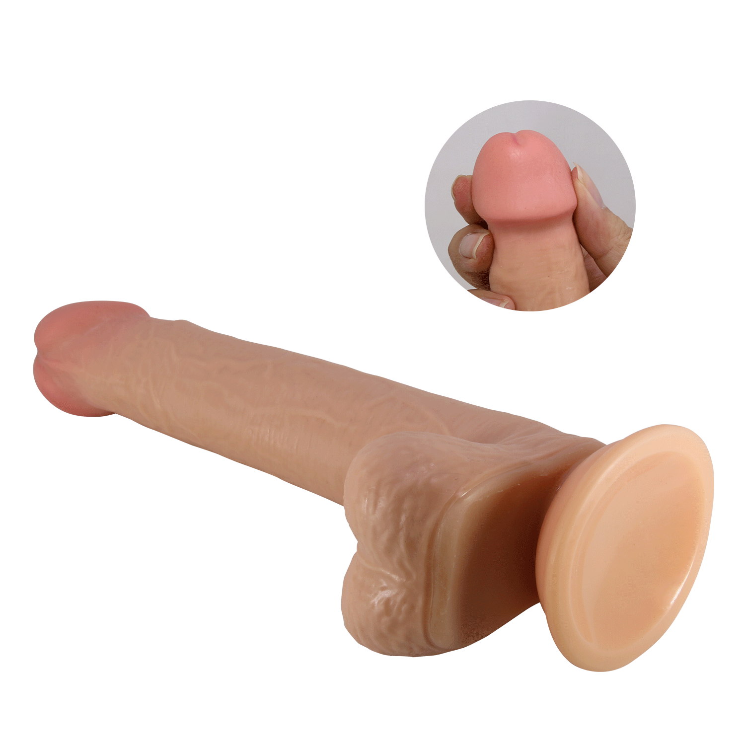 Belden Bağlamalı 22 cm Yeni Nesil Çift Katmanlı Realistik Vantuzlu Dildo Penis - Tallen