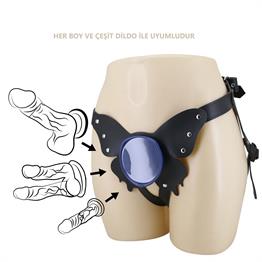 20,6 cm Belden Bağlamalı İçi Dolu Strapon Melez Penis - Wells