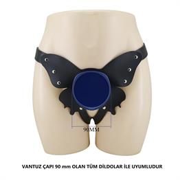 20,6 cm Belden Bağlamalı İçi Dolu Strapon Melez Penis - Wells