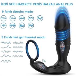 Uzaktan Kumandalı İleri Geri Penis Halkası Manyetik USB Şarjlı Titreşimli Anal Plug