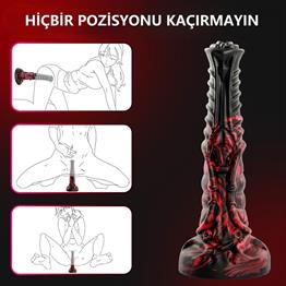 21 cm Et Dokulu Fantezi Renklerde Gerçekçi Çift Katmanlı Sünnetsiz Silikon Penis - Horse Power 5