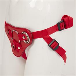 Protez Penis Metal 3 Halkalı Kırmızı Deri Kemer