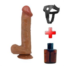 Belden Bağlamalı 26 cm Yeni Nesil Çift Katmanlı Realistik Vantuzlu Melez Dildo Penis - Berkrisi