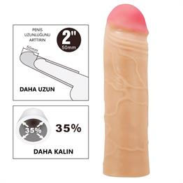 5 cm Dolgulu Premium Ten Rengi Silikon Penis Kılıfı - Chane
