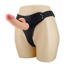 19 cm Belden Bağlamalı İçi Boş Klitoris Uyarıcılı Protez Penis - Mavis