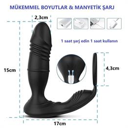 Uzaktan Kumandalı İleri Geri Penis Halkası Manyetik USB Şarjlı Titreşimli Anal Plug