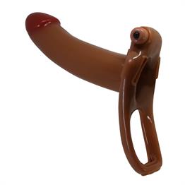 17,1 cm Titreşimli Belden Bağlamalı İçi Boş 4,5 cm Dolgulu Strapon Penis - Bradden