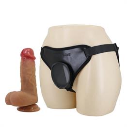 17,3 cm Belden Bağlamalı İçi Dolu Strapon Melez Penis - Fogg