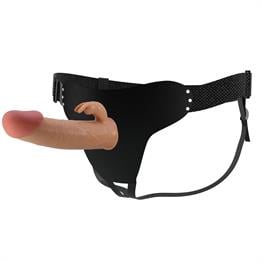 19 cm Belden Bağlamalı İçi Boş Klitoris Uyarıcılı Protez Penis - Mavis