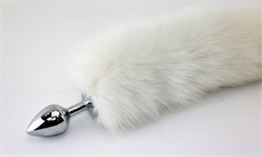 Beyaz Tilki Kuyruklu Tüylü Paslanmaz Çelik Anal Tıkaç (Plug)