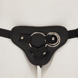 Protez Penis Metal 3 Halkalı Siyah Deri Kemer