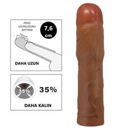 7,6 cm Dolgulu Premium Melez Rengi Silikon Penis Kılıfı - Kylian