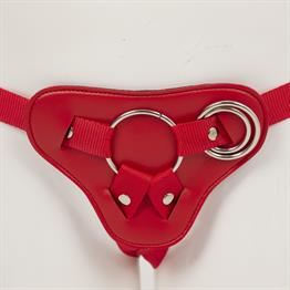 Protez Penis Metal 3 Halkalı Kırmızı Deri Kemer