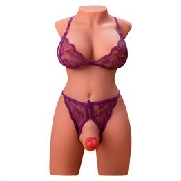 2 İşlevli Gerçekçi Ölçülerde Realistik İleri Geri Hareketli 17 cm Penisli Anal Girişli  Bayan Vücut - Miah
